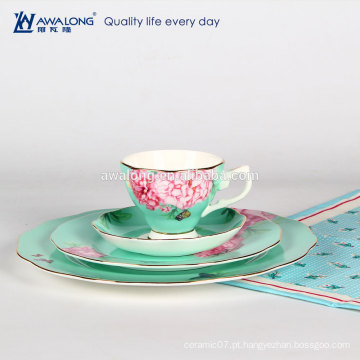 Verde flores royal design cerâmica louça pratos e xícara de porcelana